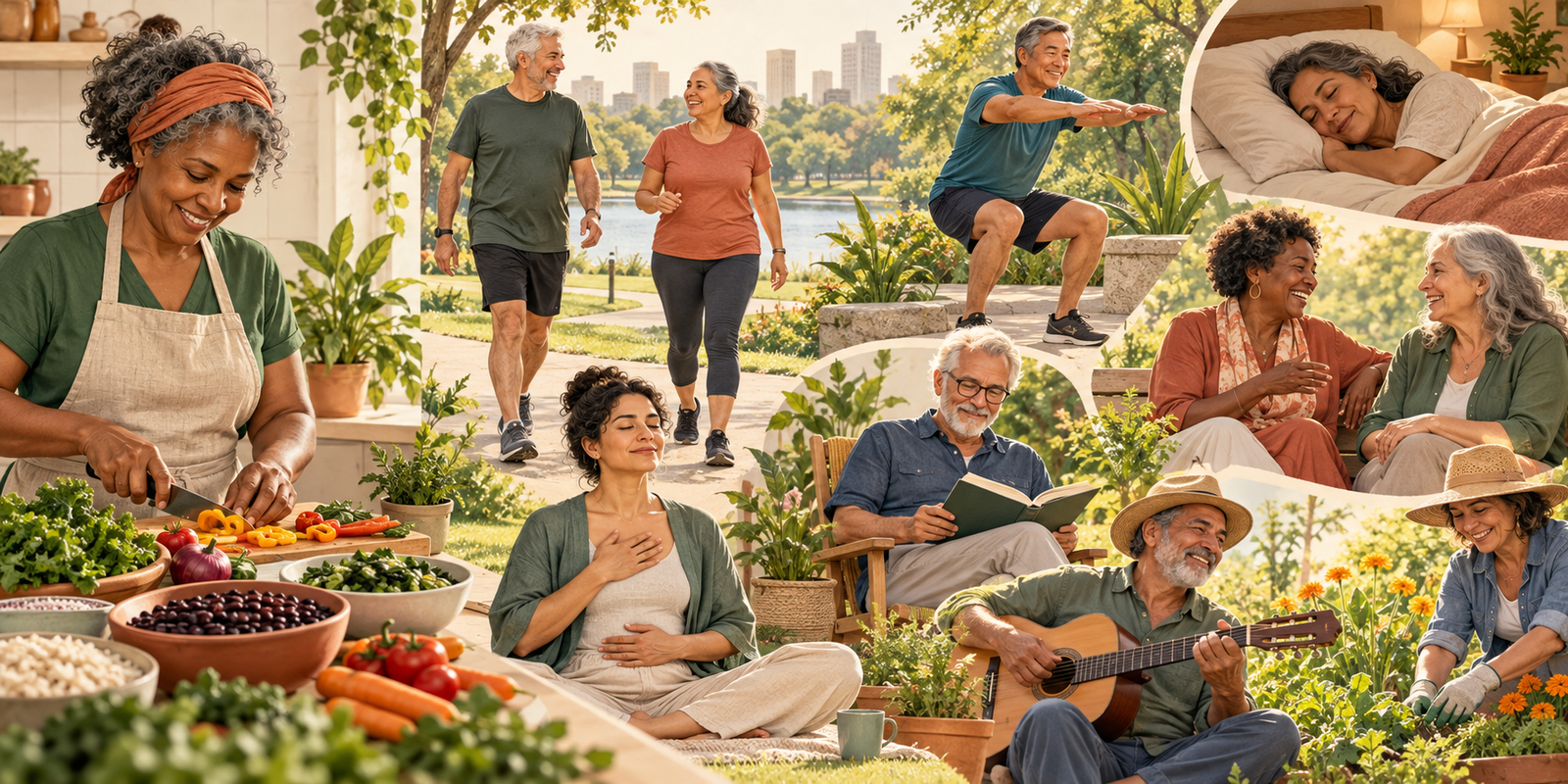 Hábitos de saúde: alimentação, movimento, força, sono, emoções, vínculos e lazer
