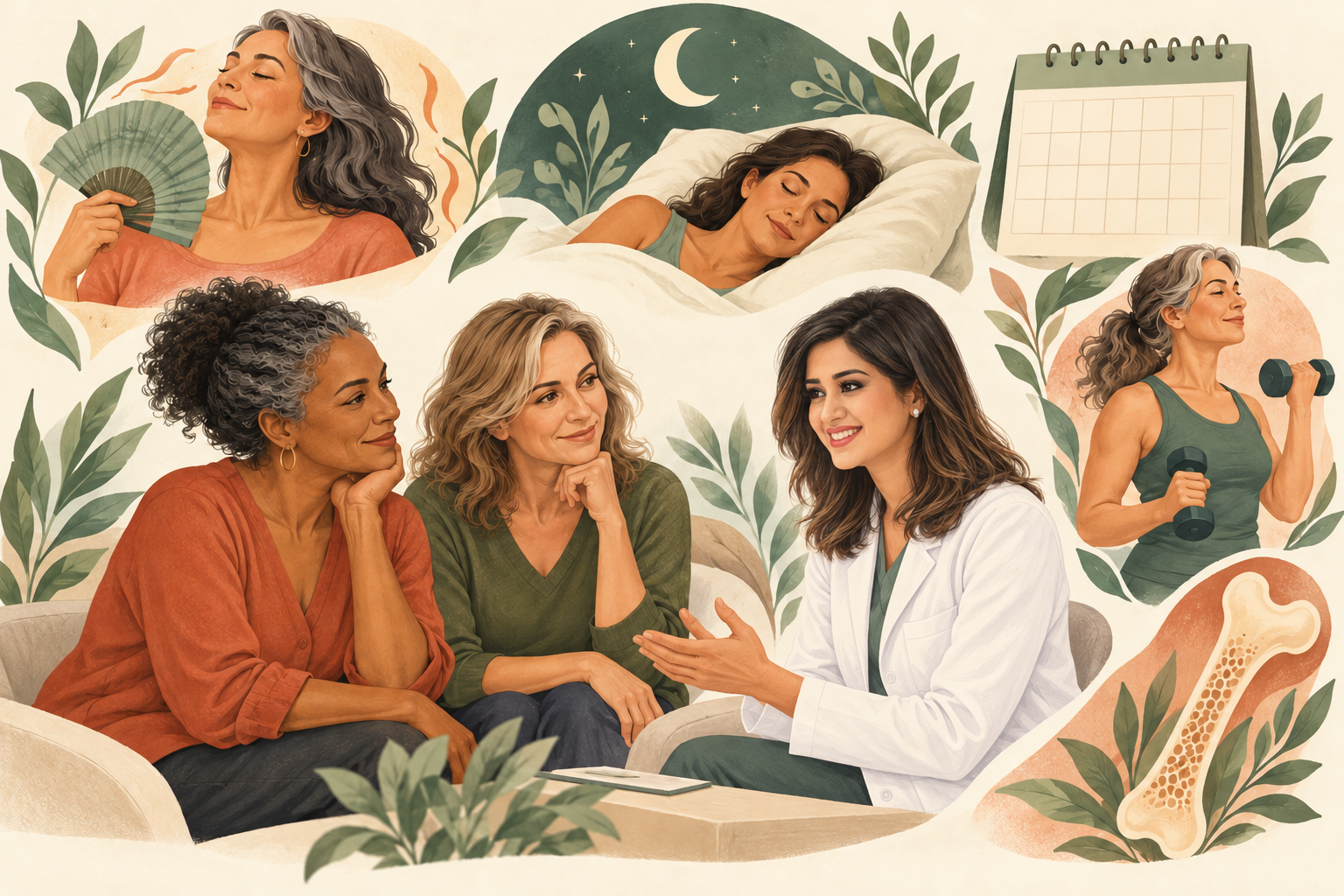Mulheres na meia-idade em consulta, sono, ondas de calor e exercício
